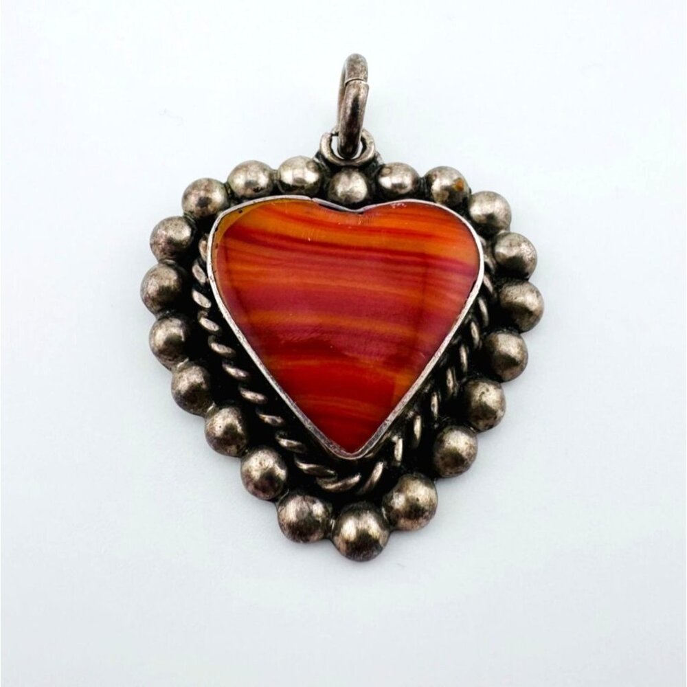 Mexico TS-134. Carnelian Agate Healing Stone Set in 925 Sterling Silver Pendant